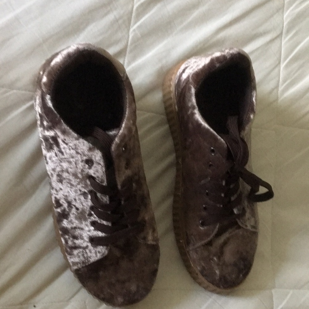 Qupid Velvet Platform Sneaker